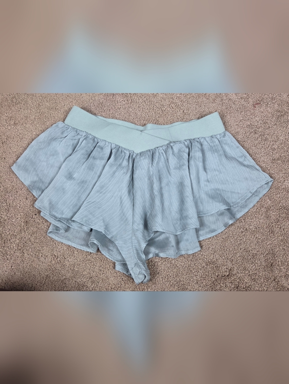 Free People Light Blue Layered Ruffle Skort Shorts